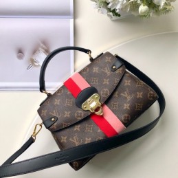 Replica Louis Vuitton Brown Monogram Red Stripe Georges BB - Style 2