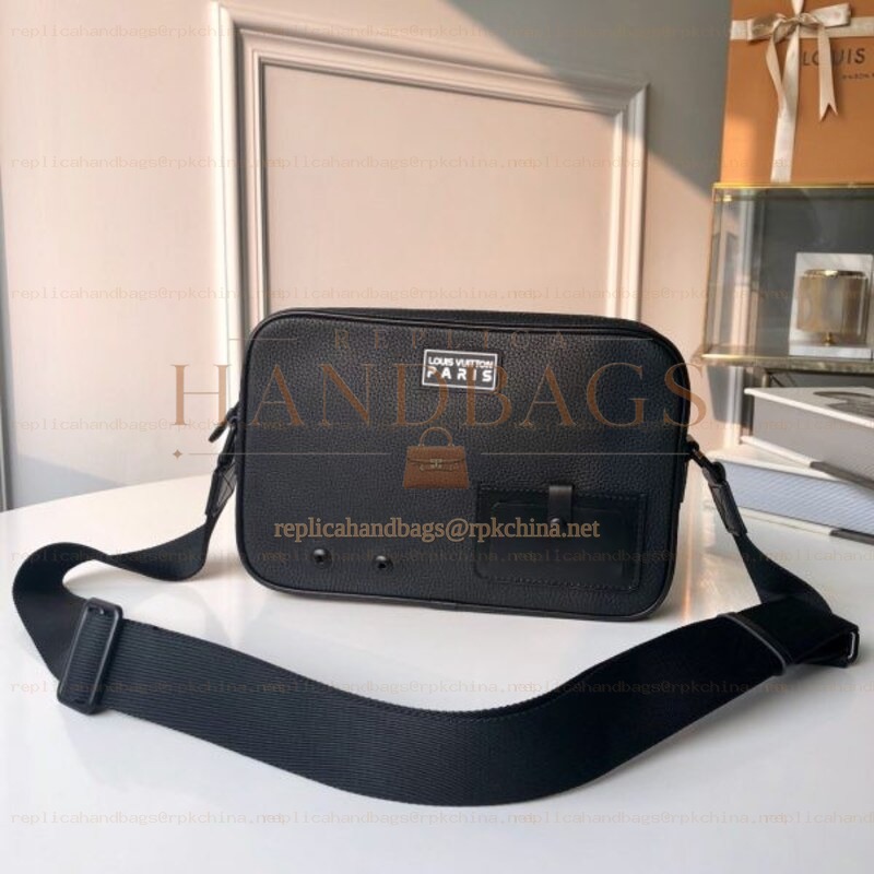 Replica Louis Vuitton Black Leather Alpha Messenger