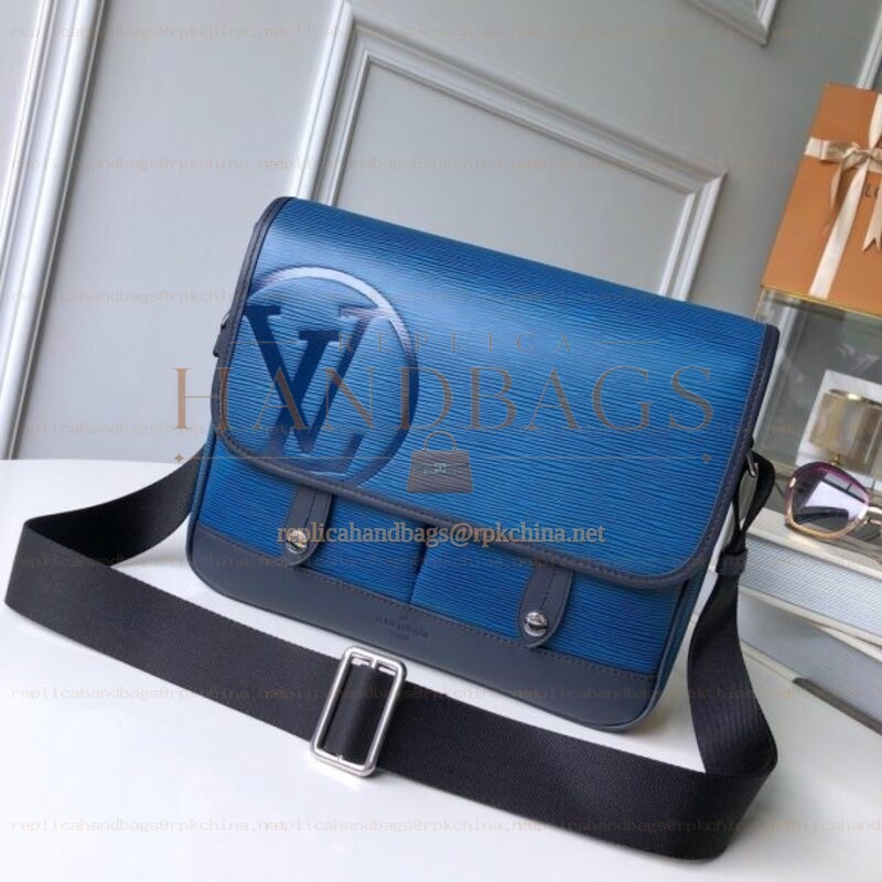 Replica Louis Vuitton Blue Leather Christopher Messenger
