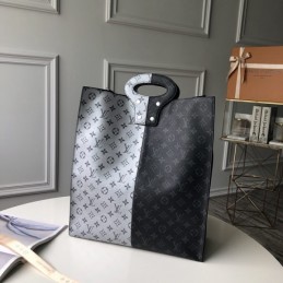 Replica Louis Vuitton Black White Monogram Eclipse Split Shopping Bag