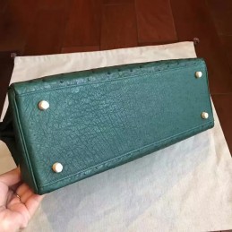 Replica Hermes Green Ostrich Leather Kelly 35 Gold Hardware Bag
