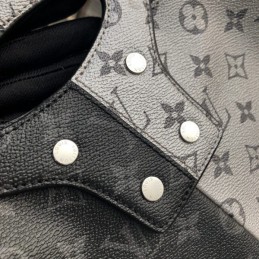 Replica Louis Vuitton Black White Monogram Eclipse Split Shopping Bag