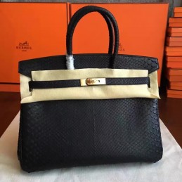 Replica Hermes Black Beige Crocodile Leather Kelly 35 Gold Hardware Bag