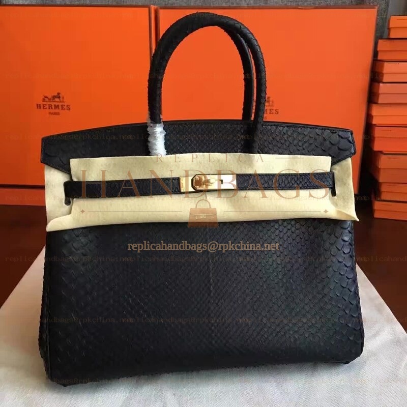 Replica Hermes Black Beige Crocodile Leather Kelly 35 Gold Hardware Bag