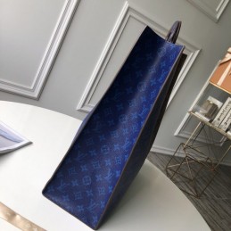 Replica Louis Vuitton Brown Blue Monogram Split Shopping Bag