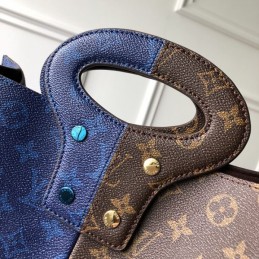 Replica Louis Vuitton Brown Blue Monogram Split Shopping Bag
