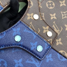 Replica Louis Vuitton Brown Blue Monogram Split Shopping Bag