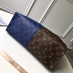 Replica Louis Vuitton Brown Blue Monogram Split Shopping Bag