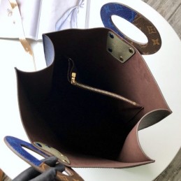 Replica Louis Vuitton Brown Blue Monogram Split Shopping Bag