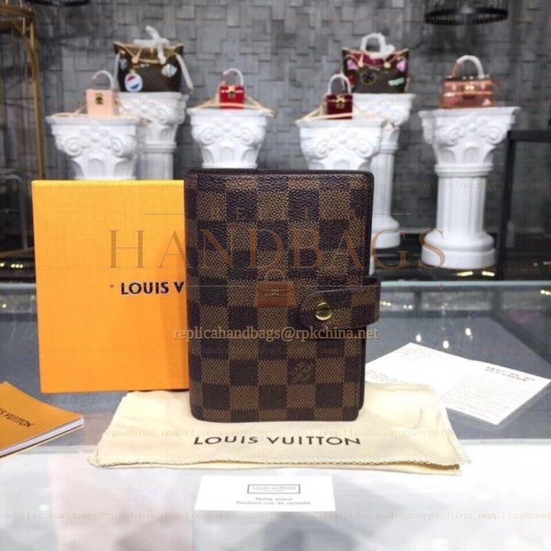Replica Louis Vuitton Brown Damier Ebene Ring Binder Notebook