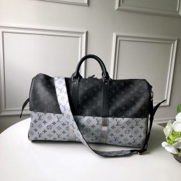 Replica Louis Vuitton Black White Monogram Eclipse Keepall Bandouliere 50