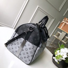 Replica Louis Vuitton Black White Monogram Eclipse Keepall Bandouliere 50