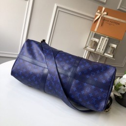 Replica Louis Vuitton Brown Blue Monogram Keepall Bandouliere 50