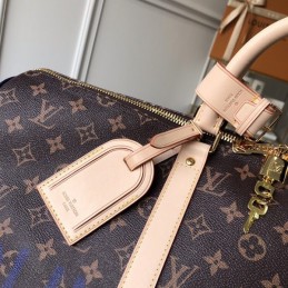 Replica Louis Vuitton Brown Blue Monogram Keepall Bandouliere 50