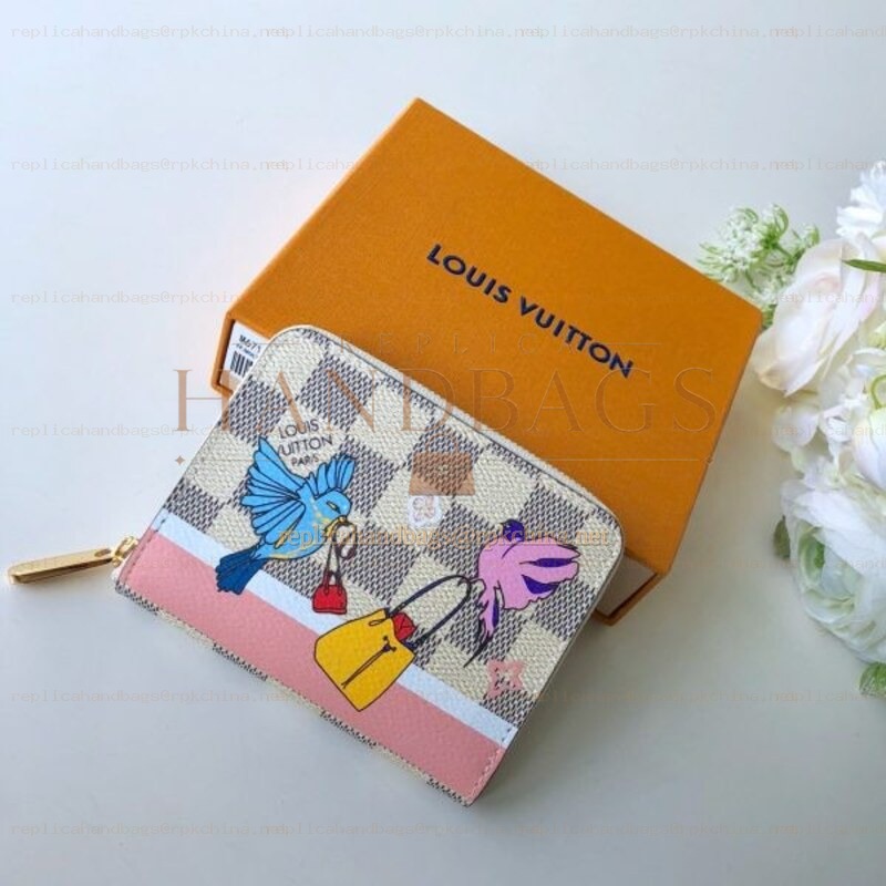 Replica Louis Vuitton White Damier Azur Cartoon Zippy Coin Purse