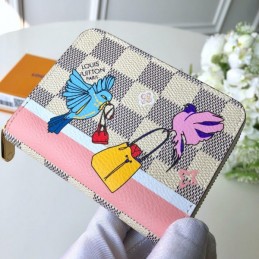 Replica Louis Vuitton White Damier Azur Cartoon Zippy Coin Purse