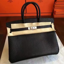 Replica Hermes Black Beige Crocodile Leather Birkin 30 Palladium Hardware Bag