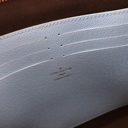 Replica Louis Vuitton Red Leather Light Blue Trim Pochette Voyage MM