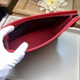 Replica Louis Vuitton Red Leather Black Trim Pochette Voyage MM