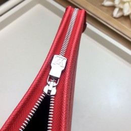 Replica Louis Vuitton Red Leather Black Trim Pochette Voyage MM