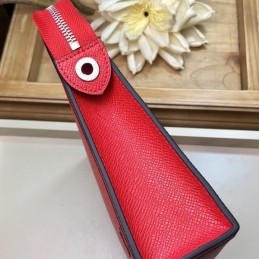 Replica Louis Vuitton Red Leather Black Trim Pochette Voyage MM
