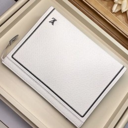 Replica Louis Vuitton White Leather Black Trim Pochette Voyage MM
