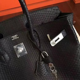 Replica Hermes Black Beige Crocodile Leather Birkin 30 Palladium Hardware Bag
