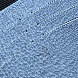 Replica Louis Vuitton Navy Blue Leather Light Blue Trim Pochette Voyage MM