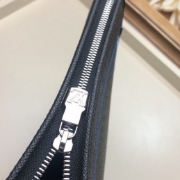 Replica Louis Vuitton Navy Blue Leather Light Blue Trim Pochette Voyage MM
