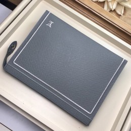 Replica Louis Vuitton Gray Leather White Trim Pochette Voyage MM