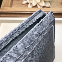 Replica Louis Vuitton Gray Leather White Trim Pochette Voyage MM