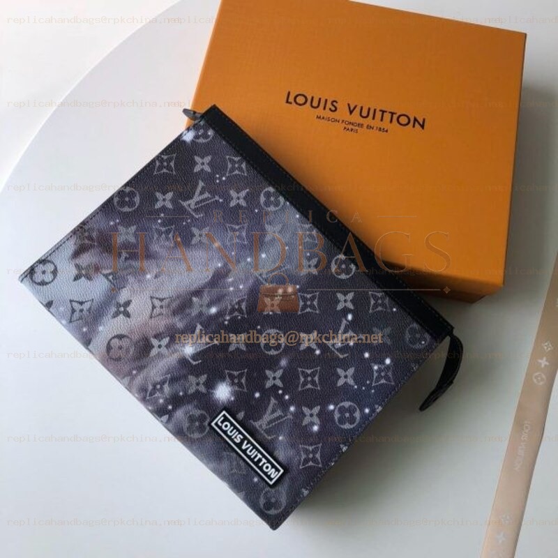Replica Louis Vuitton Black Monogram Galaxy Pochette Voyage MM