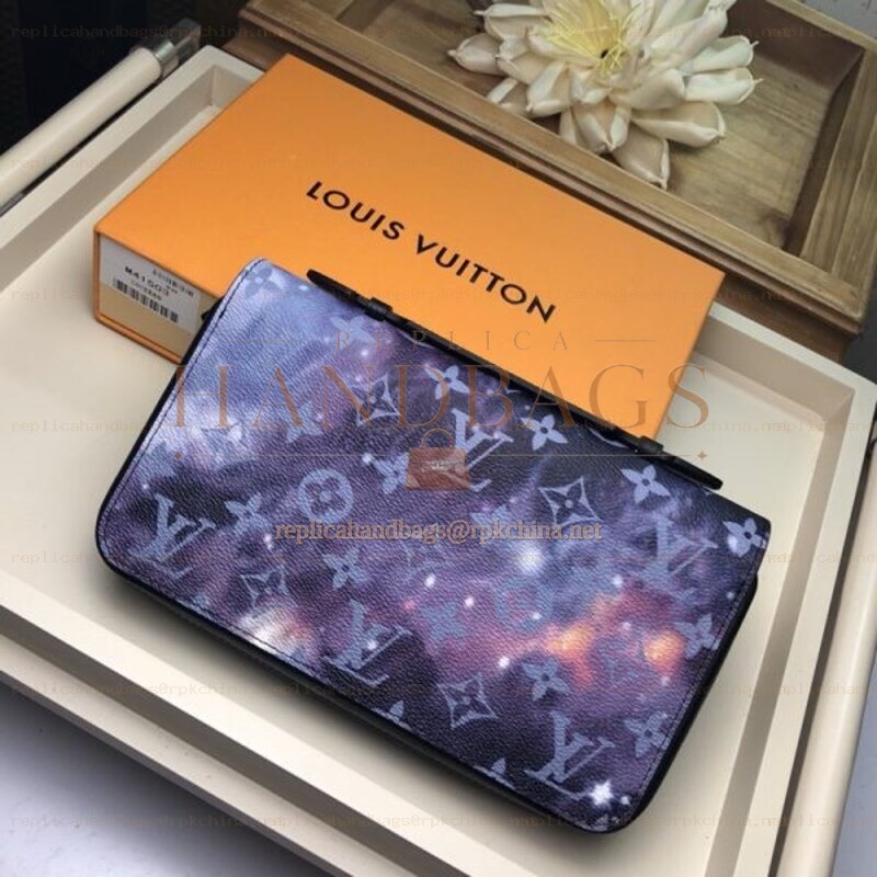 Replica Louis Vuitton Purple Monogram Galaxy Alpha Zippy Organizer Wallet