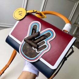 Replica Louis Vuitton Burgundy Navy Graphic Patch Twist MM