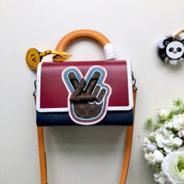 Replica Louis Vuitton Burgundy Navy Graphic Patch Twist MM