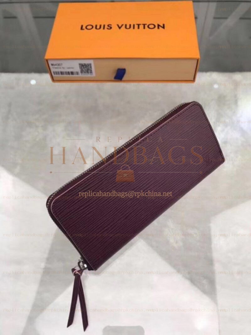 Replica Louis Vuitton Burgundy Textured Clemence Wallet