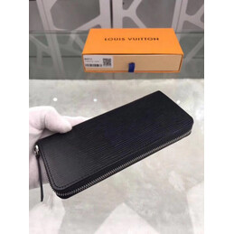 Replica Louis Vuitton Black Textured Clemence Wallet