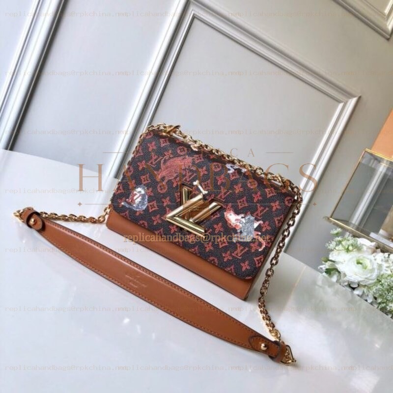Replica Louis Vuitton Brown Monogram Floral Chain Twist MM