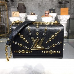 Replica Louis Vuitton Black Gold Studded Twist MM