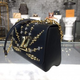 Replica Louis Vuitton Black Gold Studded Twist MM