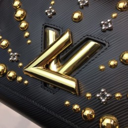 Replica Louis Vuitton Black Gold Studded Twist MM