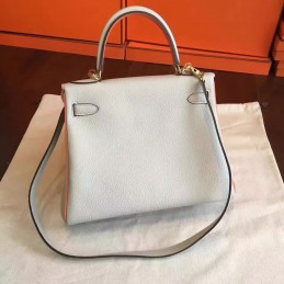 Replica Hermes Light Gray Kelly 28 Smooth Leather Gold Hardware Bag