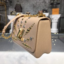 Replica Louis Vuitton Beige Gold Studded Twist MM