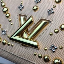 Replica Louis Vuitton Beige Gold Studded Twist MM