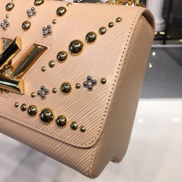 Replica Louis Vuitton Beige Gold Studded Twist MM