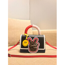 Replica Louis Vuitton Black Pink Graphic Patch Twist MM
