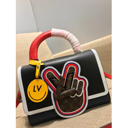 Replica Louis Vuitton Black Pink Graphic Patch Twist MM