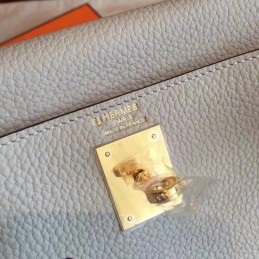 Replica Hermes Light Gray Kelly 28 Smooth Leather Gold Hardware Bag
