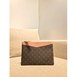 Replica Louis Vuitton Brown Monogram Pink Trim Daily Pouch