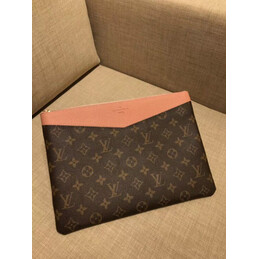 Replica Louis Vuitton Brown Monogram Pink Trim Daily Pouch